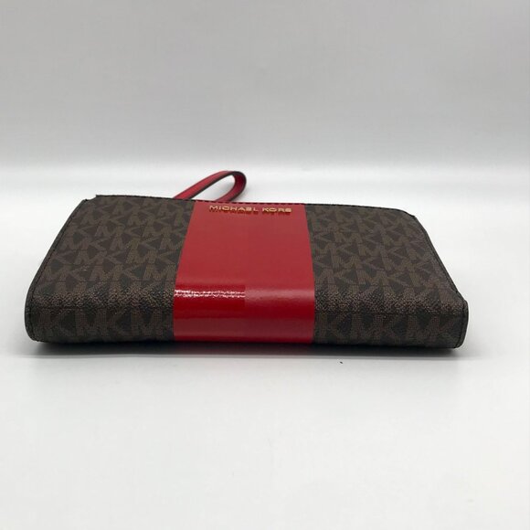 Michael Kors Logo Jet Set Crimson Double Zip Wristlet- NWT - Picture 5 of 13